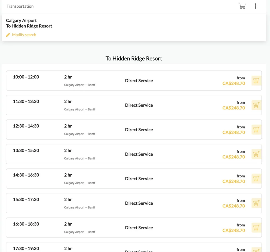 calgary to banff shuttle times