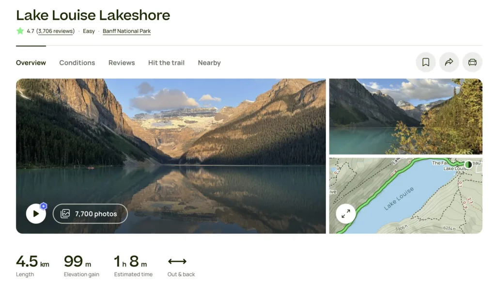 lake louise lakeshore hike trail