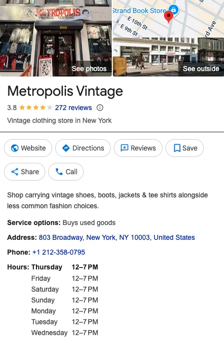 Metropolis Vintage (East Village) 