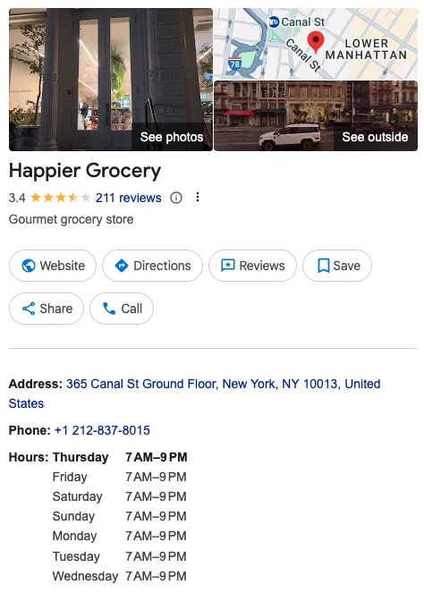 Happier Grocery (Chinatown/Tribeca) 